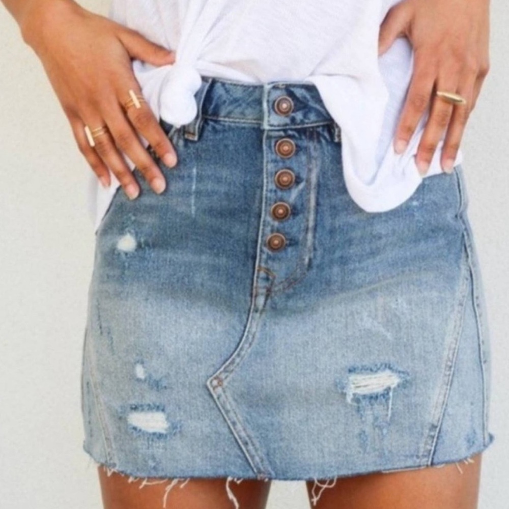 Denim Free People Mini Skirt